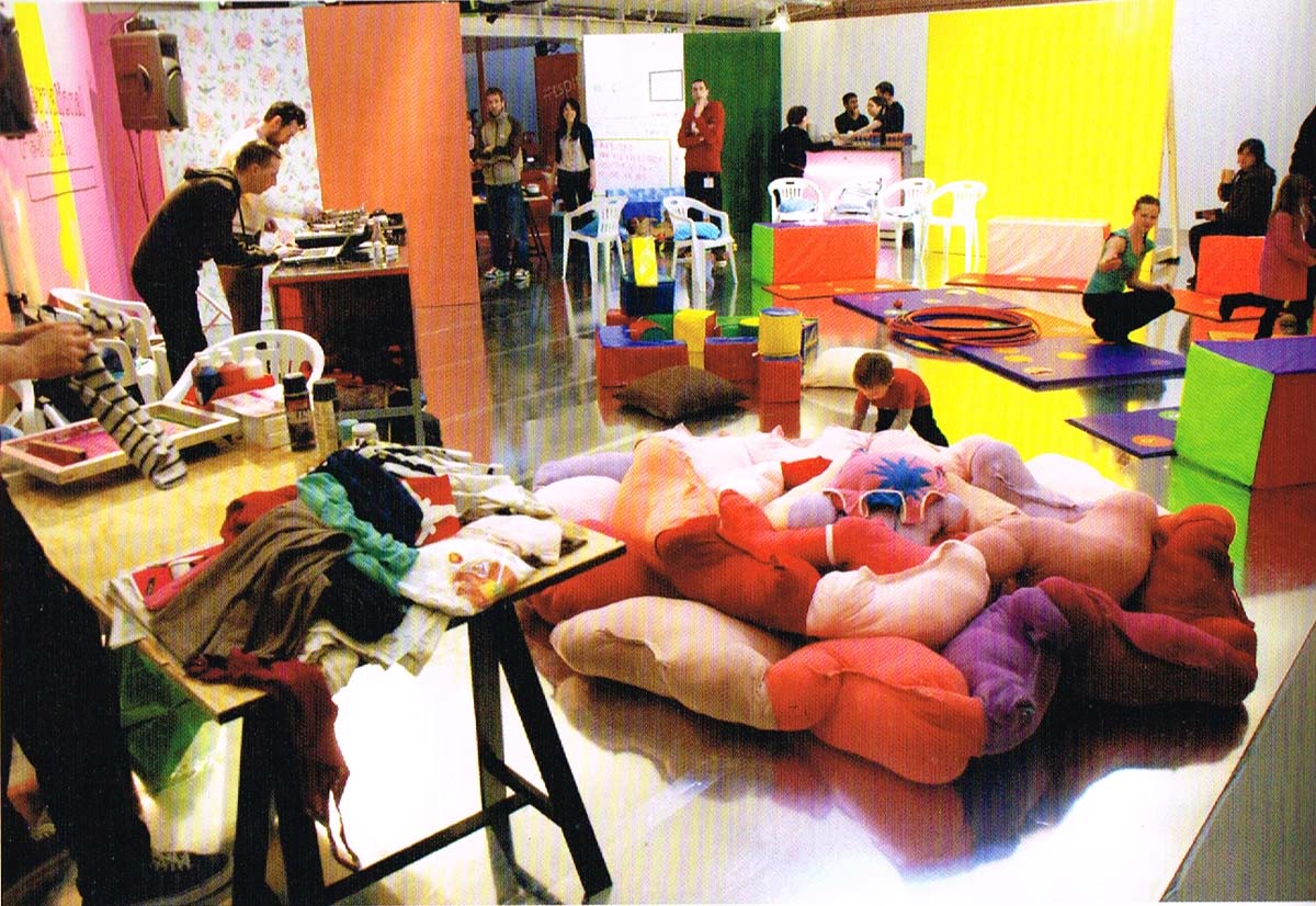 scanned image from Fifth Floor exhibition catalogue showing Fifth Floor social space in action