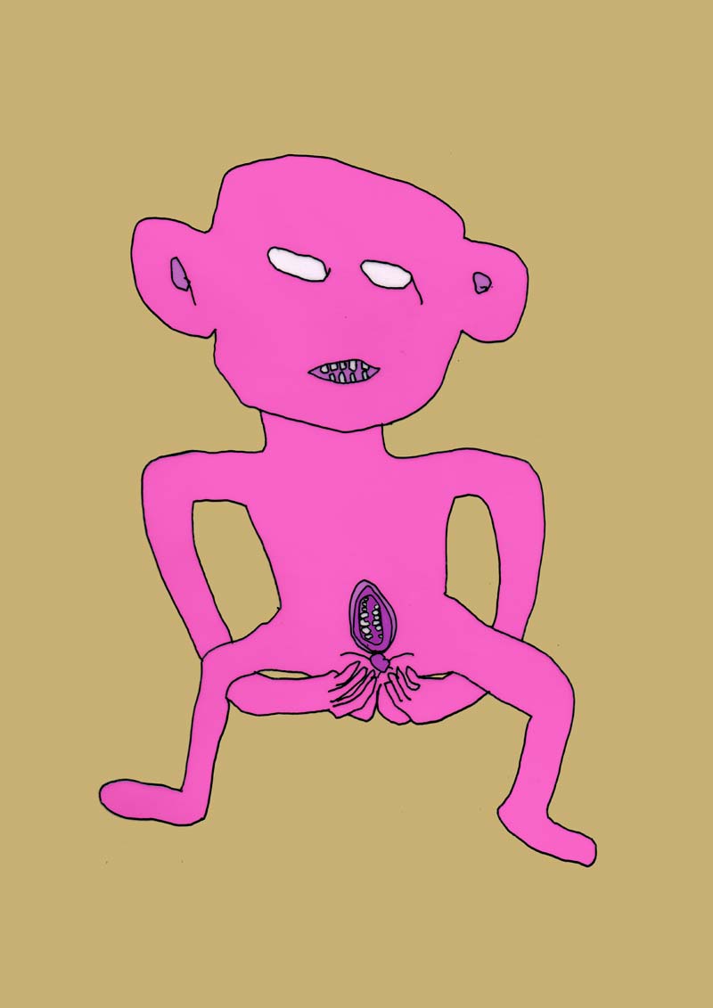 Toothy Vulva drawing in colour by Ailie Rutherford