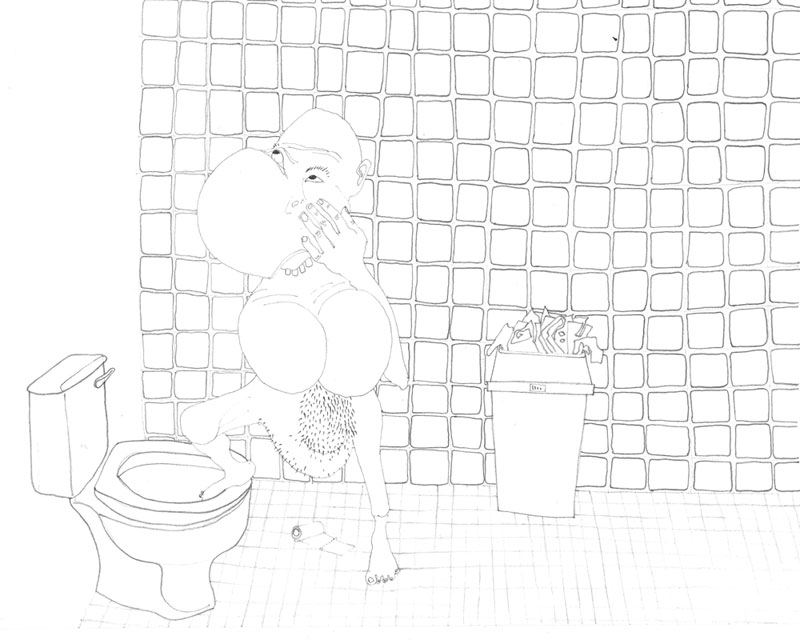 post human in toilet